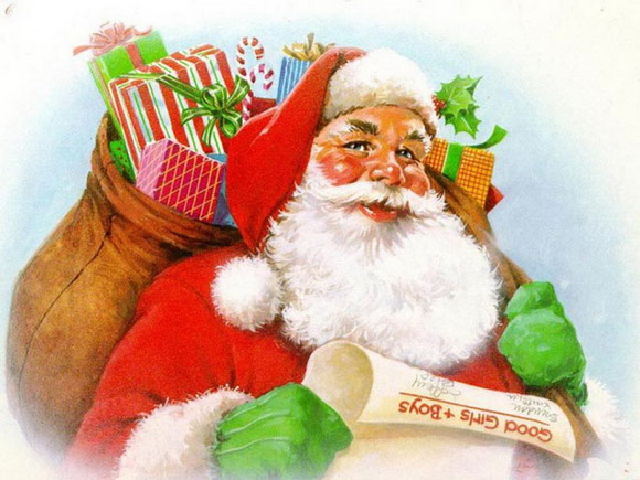 Santa with list and bag